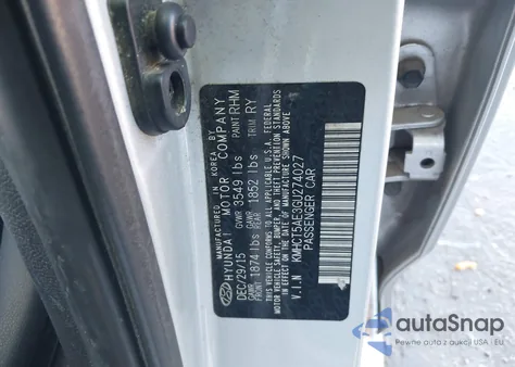 2016 Hyundai Accent Se из США, поврежденный, VIN KMHCT5AE3GU274027